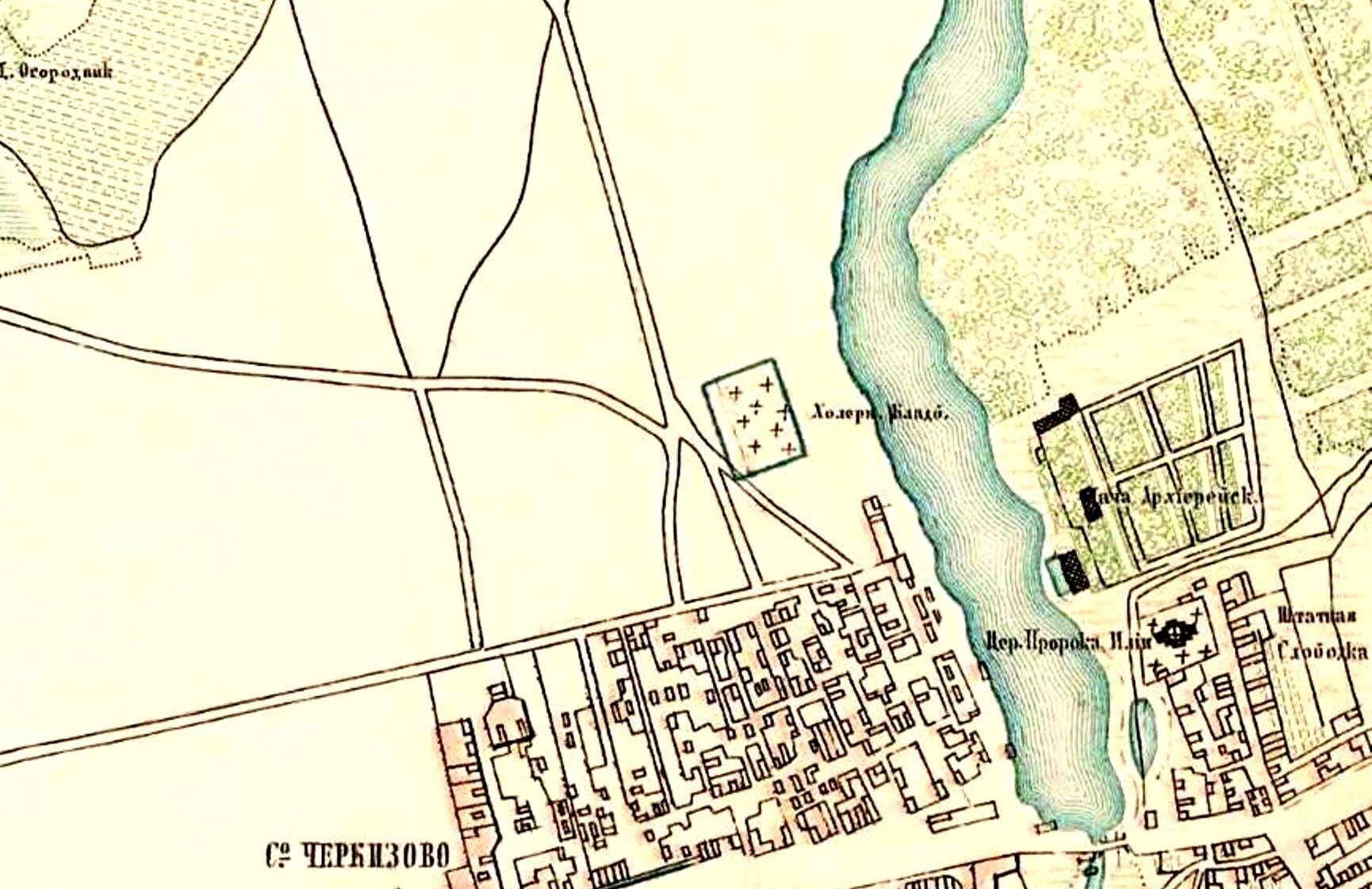 Черкизовский пруд на карте Москвы 1859 г. 
