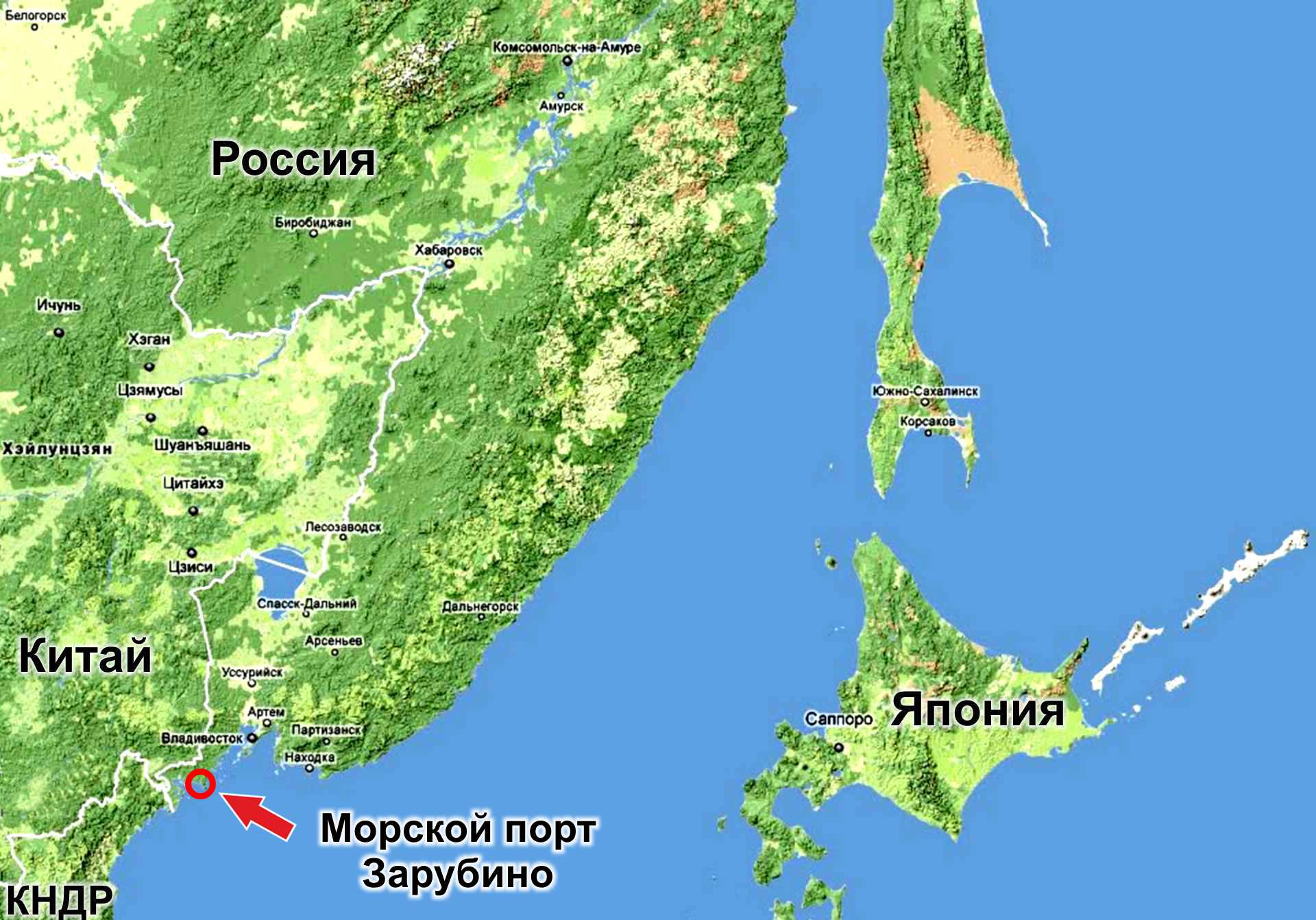 Положение морского порта Зарубино на Дальнем Востоке