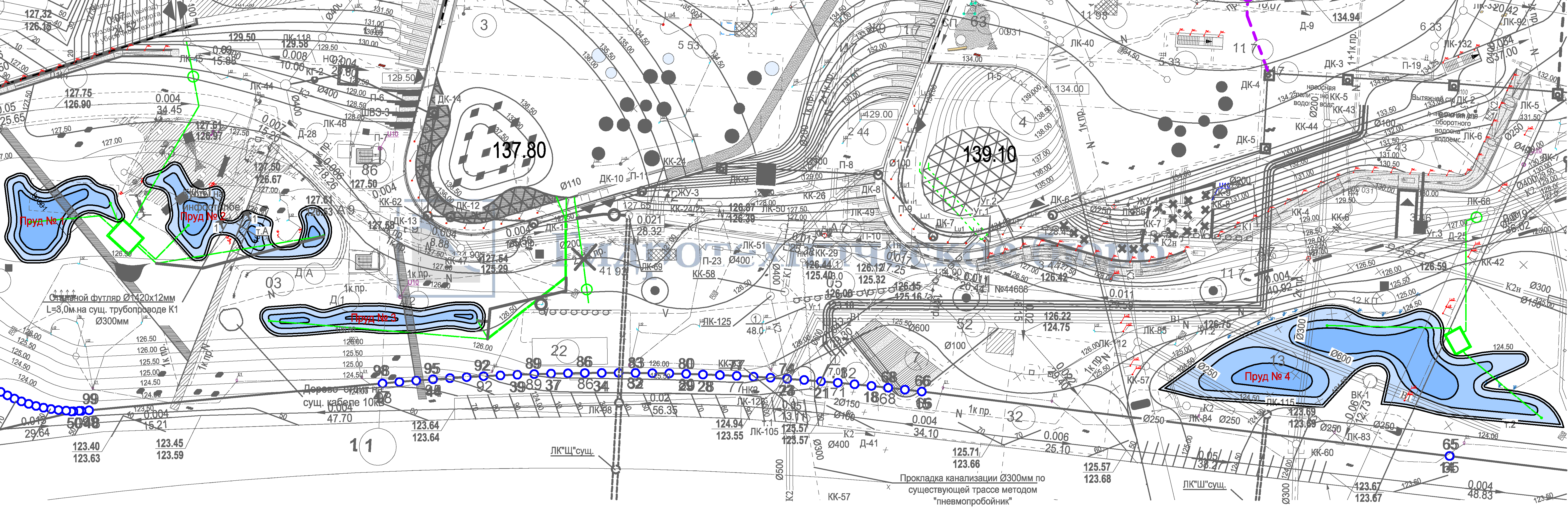 План расположения прудов